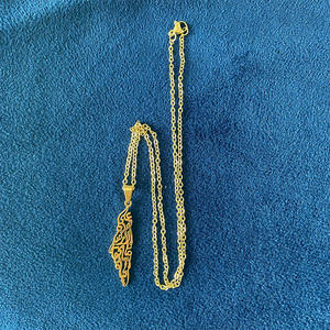 สร้อยคอโซ่จี้พาเลสตินแบบวินเทจสร้อยคอแผนที่สีเงินพร้อมอักษรอาหรับ - Product Image 2