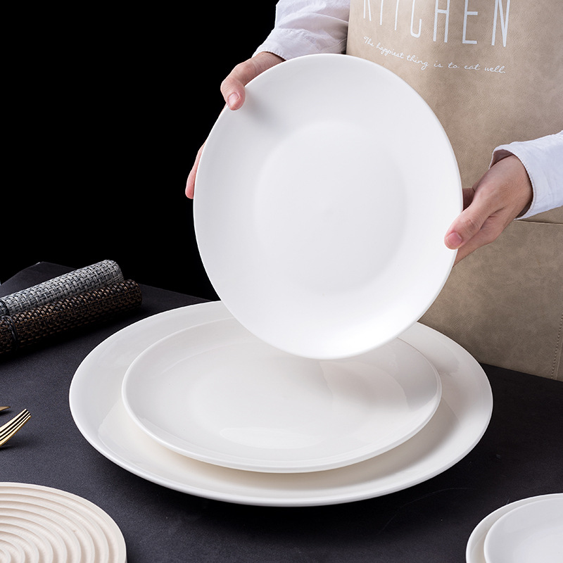 Wholesale Commercial Dinnerware Ceramic Tableware Dinner Plates 10 inch White Plate Ceramic Plates