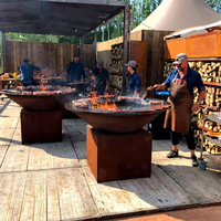 Barbecue Robuste en Métal Grills Nouveau Design Européen pour Jardins Cuisines Foyer Barbecue d'Extérieur en Acier Corten au Charbon