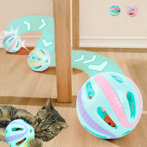 애완 동물 장난감 중공 플라스틱 애완 동물 고양이 다채로운 공 장난감 작은 벨 사랑 벨 음성 플라스틱 대화 형 볼 팅클 강아지 놀이 - Product Image 2