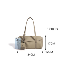 Sac à bandoulière de luxe minimaliste en cuir véritable pour femme 2026 – Sac sous le bras tendance en cuir de vachette avec pochette à monnaie détachable et breloque