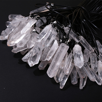 JD Femmes Mode Blanc Clair Quartz Cuir Corde Guérison Ras Du Cou Naturel Cristal De Roche Pierre Columen Pendentif Collier