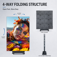 Pantalla LED para Póster de Diseño Plegable en 4 Partes, 1280X1920mm, P1.53, P1.86, P2, P2.5, Tótem LED, Señalización Digital Interior, Video Wall con Ruedas