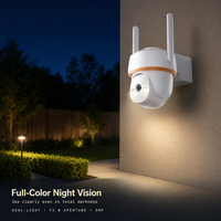 Caméra de sécurité WiFi extérieure pour la maison, la cour, la voie d'accès, le magasin, caméra IP PTZ 2K avec détection humaine et vision nocturne de 10 m
