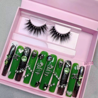 Faux ongles longs de luxe en acrylique faits à la main, 10 pièces, échantillon personnalisé, vente en gros