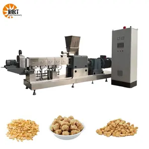 tvp textured soy protein machine automatic soy bean protein meat production line has a double screw make machine