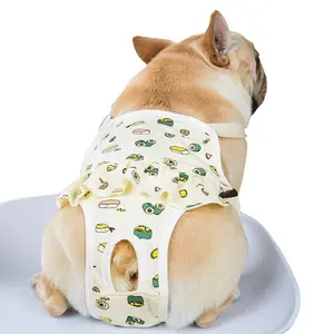 Cotton Pet Dog Diaper Covers Female Bulldog Pants Washable for Untrained, Dogs in Heat, Doggie Menstrual and Incontinence