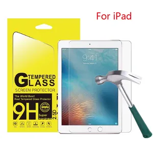 Pelindung Layar Tablet iPad, untuk iPad Tablet Kaca Keras 2.5D, Lapisan Anti Pecah iPad Air 2/iPad Pro Kaca Pelindung