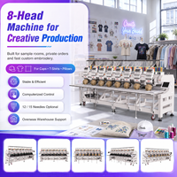Machine à broder à 8 têtes et 12 aiguilles, haute vitesse 1200 tr/min, pour usage commercial et domestique, pour casquettes, t-shirts et broderie à plat