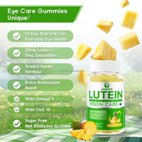 Complément alimentaire pour la santé de la vue en gommes OEM Lutéine Zéaxanthine avec Astaxanthine, Vitamines C et E, Myrtille, Pépins de raisin, Oméga-3, Safran