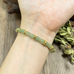 Pulsera de cuentas de nudo de bambú de Aventurina verde, abundancia y prosperidad, adecuada para regalar a amigos pulsera de bendición - Product Image 4