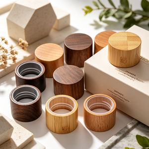 Luxury Cosmetic Cream Jar With Natural <b>Bamboo</b> Wooden Lid Refillable Skincare Packaging Custom Logo OEM - Product Image 3