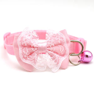 Kätzchen-Spitzenschleife mit Glocke Stoffhalsband für Hunde und Katzen Ganzjähriges Haustierzubehör Welpen-Halsband Lieferant - Product Image 4
