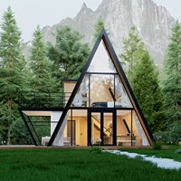Maison triangulaire, petite maison conteneur, prête à l'emploi, 2 chambres, 2 salles de bain, maison préfabriquée, maisons modulaires préfabriquées, bâtiment en bois