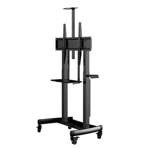 متدحرجة للأرضيات-55 بوصة في الهواء الطلق أسود متنقل ثقيل مسطح لوحة منحنية شاشة ارتفاع قابل للتعديل عربة تلفزيون - Product Image 4