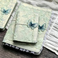 Carnet personnalisé en dentelle papillon, couverture en tissu vintage, rechargeable, A5 A6 A7, cadeau pour fille