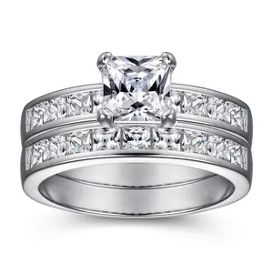 SGARIT गर्म बिक्री शादी के जोड़े गहने 925 स्टर्लिंग चांदी जिक्रोन अंगूठी आभूषण 5A घन जिक्रोन वादा जोड़ों के छल्ले
