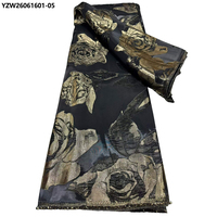 Gaun Pesta Afrika Desain Bunga Anggun Kain Brokat Jacquard Bordir Bunga Organza Brokat Jacquard Kain Brokat Jacquard