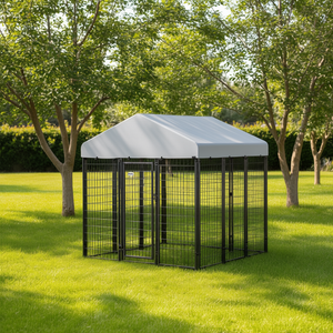 Caseta para Perros, Casa para Mascotas de Metal para Exteriores, para Razas Grandes, Techo de Plástico Resistente, Estilo Simple, Forma Rectangular, Puerta Corredera Horizontal - Product Image 2