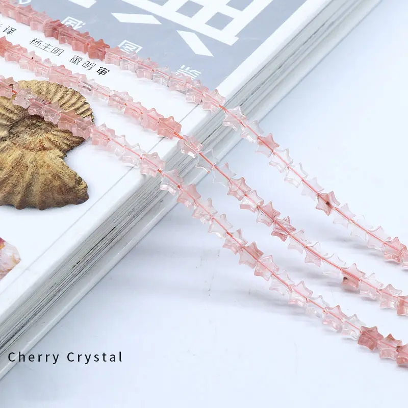 HZ penjualan langsung pabrik Cherry Quartz bentuk bintang lima titik manik-manik DIY longgar manik-manik untuk membuat perhiasan