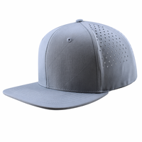 Casquette de baseball unisexe personnalisée avec logo, style vintage, grise, 6 panneaux, découpée au laser, perforée, respirante, séchage rapide, sportive et formelle