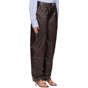 <span class=keywords><strong>Pantaloni</strong></span> di <span class=keywords><strong>pelle</strong></span> marrone a vita bassa su misura <span class=keywords><strong>pantaloni</strong></span> di <span class=keywords><strong>pelle</strong></span> di agnello con goffratura larga a vita bassa <span class=keywords><strong>pantaloni</strong></span> da donna di alta qualità - Product Image 2