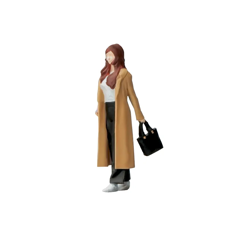 1:64 trench-coat fille miniature poupée modèle simulation poupée en trois dimensions jouets micro-scène bac à sable accessoires