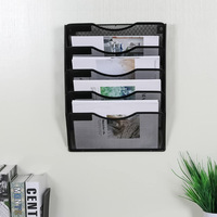 Organisateur de dossiers suspendus mural en métal maillé pliable Vertical 2026 à 5 niveaux pour documents papier et magazines