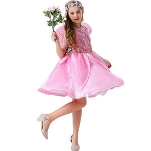 Disfraz de hada rosa para niñas con alas, vestido de satén con corte en A para fiesta de cosplay de Halloween - Product Image 3