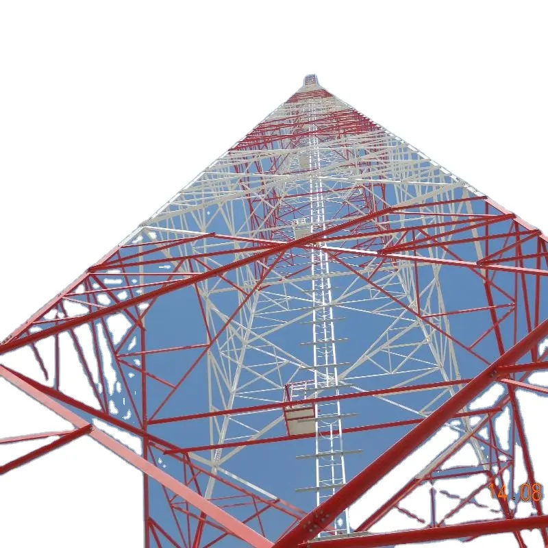 Kuleleri dört bacaklı kafes mikrodalga iletişim 20 m yüksek 4 bacak açı çelik anten telekomünikasyon kulesi