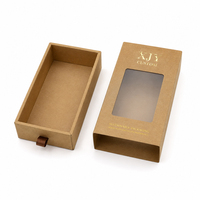 Boîte cadeau coulissante en papier kraft recyclé personnalisée XJY avec fenêtre en PVC givré et estampage à chaud