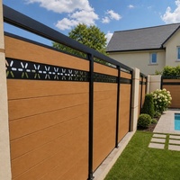 Kit de clôture en WPC brun de qualité professionnelle, moderne, écologique, durable et résistant aux intempéries, avec poteaux en alliage d'aluminium pour maisons résidentielles, 6 pieds