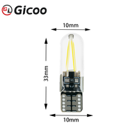 Ampoule en verre COB Gicoo T10, 2 faces, 1,5 W, 12 V, lumière constante, lampe intérieure de voiture, blanc, blanc chaud, bleu, rouge, vert, jaune, rose, bleu glacé