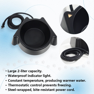 Preço de fábrica <span class=keywords><strong>Dog</strong></span> Food inverno <span class=keywords><strong>Bowl</strong></span> Moderno Impermeável IPX5 2L Luxo Temperatura Tigela Cor Sólida Cartoon Design Alimentador Plástico - Product Image 2