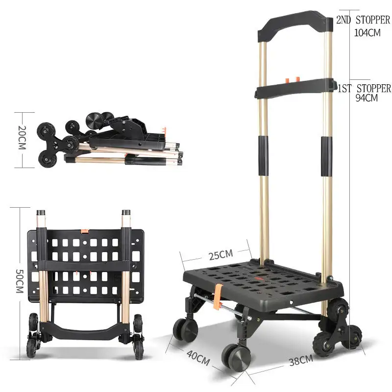 Carrinho de compras dobrável para bagagem com roda de escalada 3 em 1 personalizado carrinho de mão carrinho de mercado dobrável