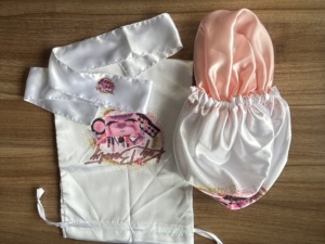Bonnet de nuit en satin à couleur unie, faible MOQ, avec large bande élastique, pour femmes aux cheveux bouclés, avec logo personnalisé - Product Image 2
