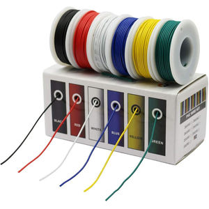 Kit de fils en silicone flexibles 22AWG, 6 couleurs, fils électriques en cuivre étamé haute température pour électronique DIY, 6 rouleaux/boîte - Product Image 1