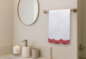 Toalla de Lino para Invitados con Borde Rojo Coral, Toalla de Mano Decorativa Enmarcada, Toalla Absorbente de Lino y Algodón para Baño y Cocina - Product Image 2