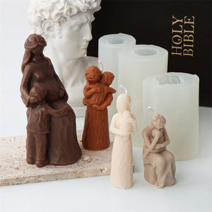 母父の日保持赤ちゃん母キャンドル型結婚式の装飾愛カップル家族像シリコン型女性ボディ樹脂メーカー - Product Image 2