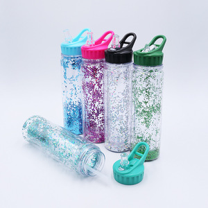 Seaygift Groothandel Custom Logo Print Clear Double Wall Citroen Fles Water Voor Outdoor Bpa Gratis Glitter <span class=keywords><strong>Plastic</strong></span> Waterfles - Product Image 3