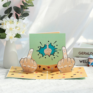 Biglietto di auguri 3D <span class=keywords><strong>pop</strong></span>-up divertente con dito medio, con busta e biglietto per lasciare messaggi - Vendita all'ingrosso - Product Image 1