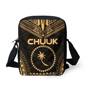 Wholesale Mini Sling Bags For Men Golden Chuuk Polynesian Samoan Tribal Pattern Custom Cross Body Sling Bag