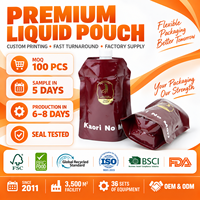 Pochette souple personnalisée haut de gamme avec bec verseur, impression dorée à chaud, sac en plastique avec bouchon torsadé pour emballage de crème de soin capillaire