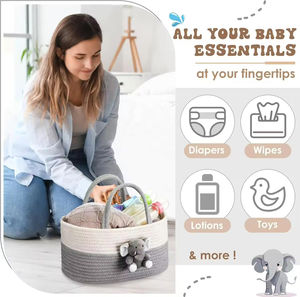 Boîte à couches pour bébé Boîte <span class=keywords><strong>de</strong></span> rangement fourre-tout pour bébé Panier <span class=keywords><strong>cadeau</strong></span> pour nouveau-né avec séparateur amovible - Product Image 4