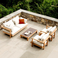 Ensemble de canapé d'extérieur démontable, confortable, durable, écologique, imperméable, avec petite table basse, en teck massif, pour jardin et terrasse