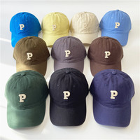 Gorra de béisbol unisex retro estilo blogger con logo P verde, de popelina y sarga, con visera suave, lavada, informal, deportiva, para el sol, para primavera, verano y uso diario.