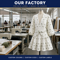 Robe midi personnalisée pour femme, imprimé palmiers, col en V, manches bouffantes, ceinture à nouer, vente en gros, impression personnalisée, usine OEM ODM
