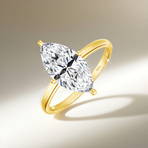 แหวนเพชรพลอยมรกตทรงมาร์ควิส  ทำจากเงินแท้ 925 สำหรับงานหมั้นและงานแต่งงาน  สำหรับผู้หญิง - Product Image 3