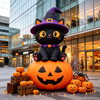 Décoration gonflable géante de chat noir et citrouille pour Halloween, en tissu Oxford résistant à l'eau, durable pour l'extérieur, la cour, le jardin, les fêtes et les événements