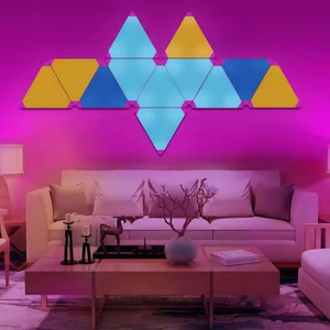 Smart Home <b>Light</b> ABS Triangle LED Panels RGBIC Game Sync Atmosphere White Wall <b>Lights</b> Voice <b>Control</b> Minimalist Apartment Bar - Product Image 2